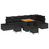 vidaXL Gartensofa-set mit Kissen 9 pcs Schwarz Poly Rattan