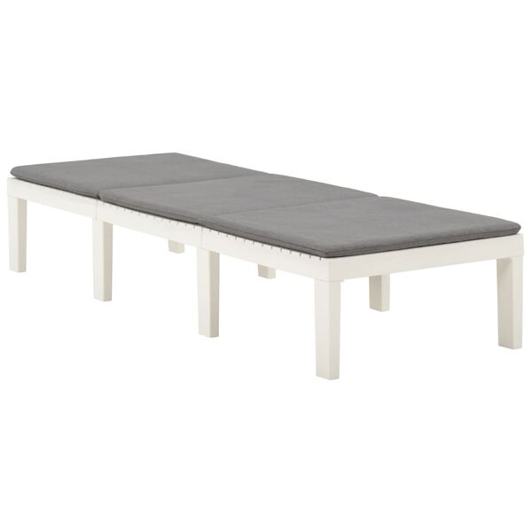 vidaXL Sonnenliege mit Auflage Kunststoff Weiß