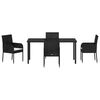 vidaXL Garten Essgruppe mit Kissen 5 pcs Schwarz Poly-Rattan