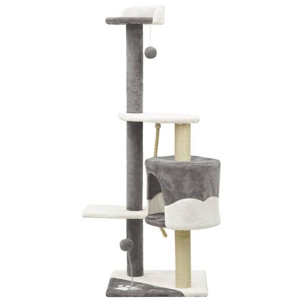 vidaXL Katzenbaum mit Sisal-Kratzs&auml;ulen Grau und Wei&szlig; 120 cm