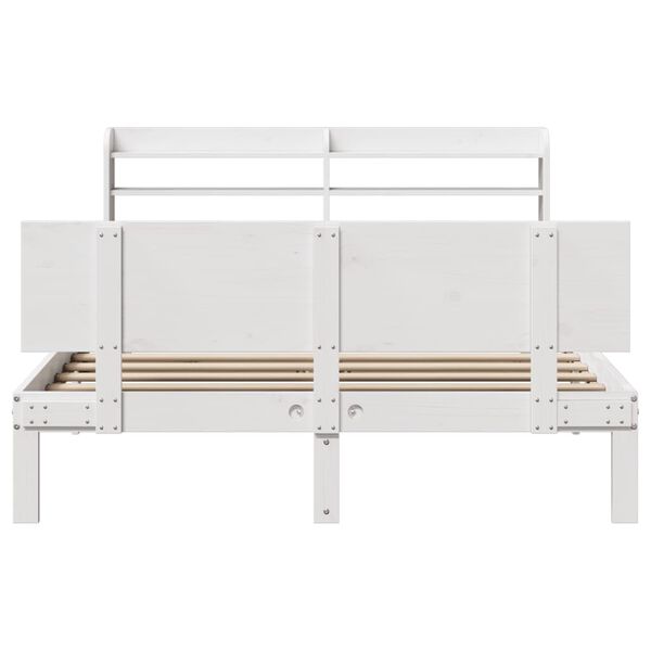 vidaXL Bettgestell mit Kopfteil ohne Matratze Wei&szlig; 120x190 cm