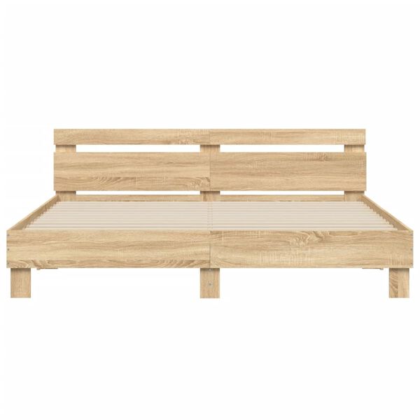 vidaXL Bettgestell mit Kopfteil Sonoma-Eiche 160x200 cm Holzwerkstoff