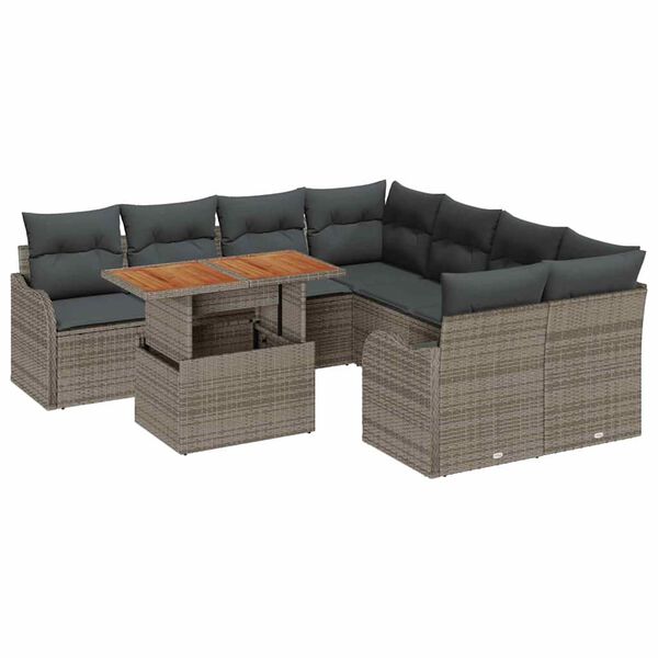 vidaXL Garten-Sofa-Set mit Kissen 7 pcs Grau