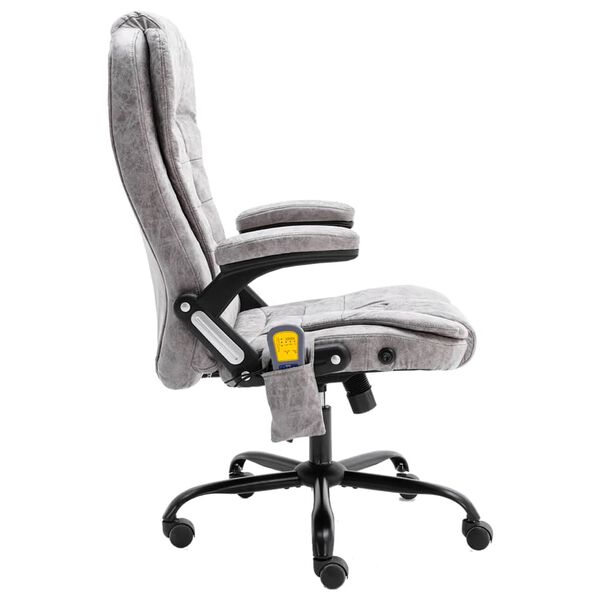 vidaXL B&uuml;rostuhl mit Massagefunktion Hellgrau Wildleder-Optik