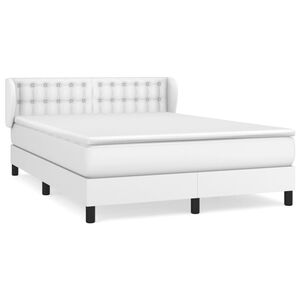 vidaXL Boxspringbett mit Matratze Wei&szlig; 140x190 cm Kunstleder