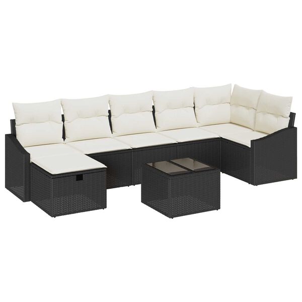 vidaXL Garten-Sofa-Set 8 pcs Schwarz 55 x 62 x 69 cm Poly Rattan