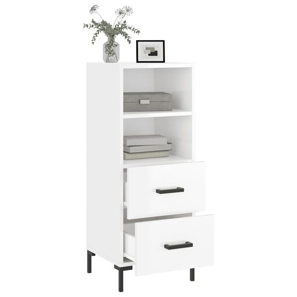 vidaXL Sideboard Hochglanz-Wei&szlig; 34,5x34x90 cm Holzwerkstoff