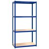 vidaXL Regale mit 4 B&ouml;den 5 Stk. Blau Stahl & Holzwerkstoff