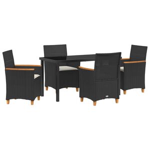 vidaXL Garten Essgruppe 5 pcs Schwarz Poly-Rattan