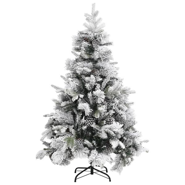 vidaXL Weihnachtsbaum mit Zapfen Beschneit 150 cm PVC & PE