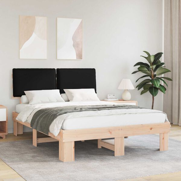 vidaXL Bettgestell mit gepolstertem Kopfteil Schwarz 150 x 200 cm