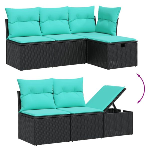 vidaXL 6-tlg. Garten-Sofagarnitur mit Kissen Grau Poly Rattan