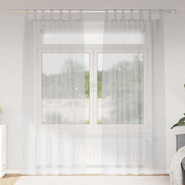 vidaXL Voile-Vorhang 2 pcs Hellgrau 225 x 140 cm Polyester