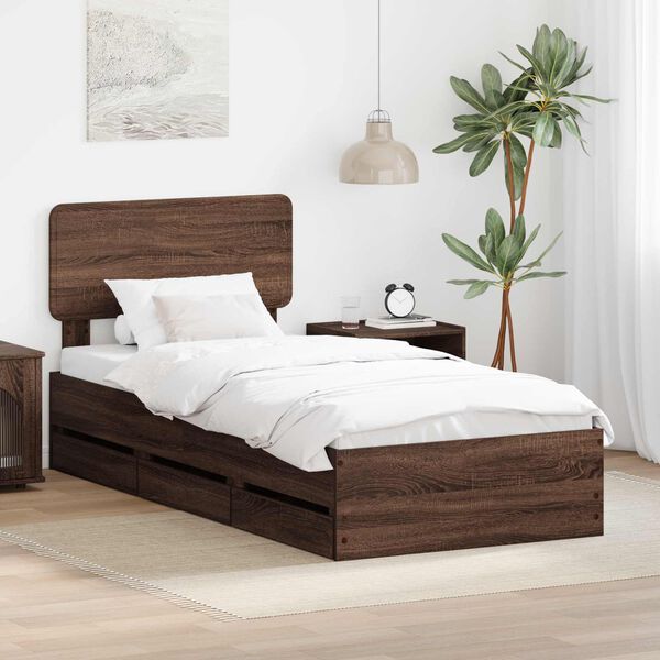 vidaXL Bettrahmen Braun Eichen-Optik 75 x 190 cm Holzwerkstoff