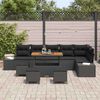 vidaXL Gartensofa-set mit Kissen 10 pcs Schwarz Poly Rattan