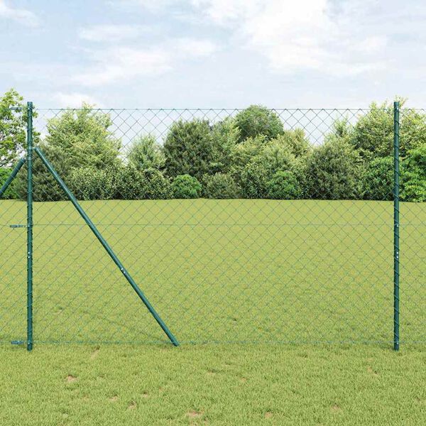 vidaXL Zaunpfosten Gr&uuml;n 25 x 1,6 m (60 x 60 mm Gewebe) Stahl und PVC