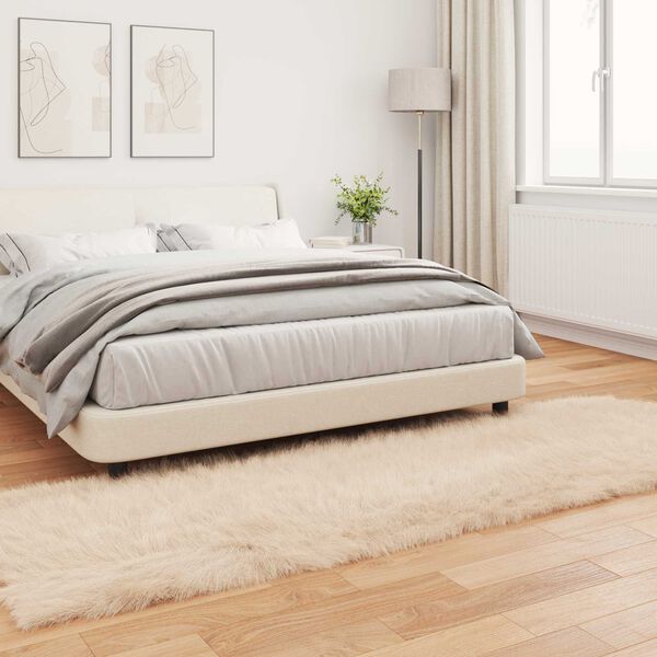 vidaXL Kunstschaffell Teppich Tafalla Beige 80 x 250 cm Polyester