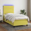 vidaXL Boxspringbett mit Matratze & LED Gr&uuml;n 100x200 cm Stoff