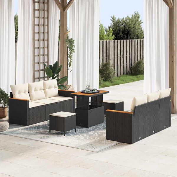 vidaXL Gartensofa-set 9 pcs Schwarz Poly-Rattan