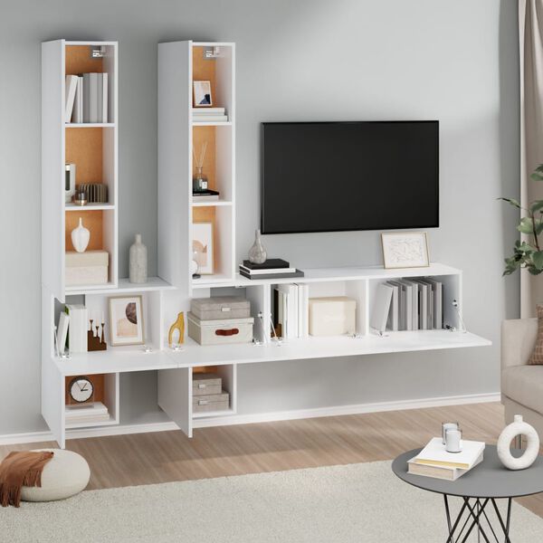 vidaXL TV-Wandschrank Wei&szlig; Holzwerkstoff