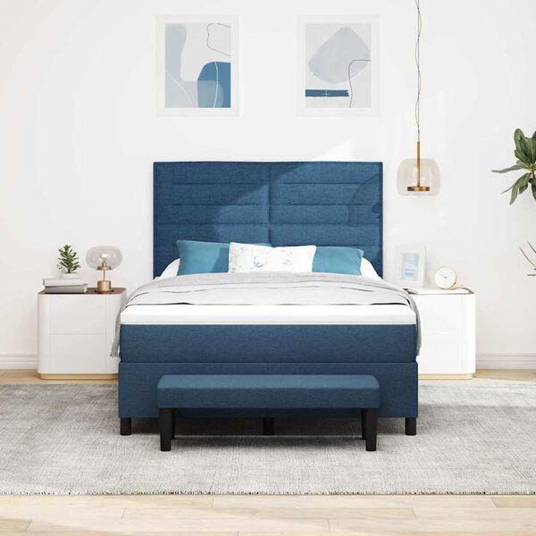 vidaXL Boxspringbett mit Matratze mit Kopfteil Blau 160 x 200 cm Stoff