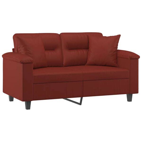 vidaXL 2-Sitzer-Sofa mit Kissen Weinrot 120 cm Kunstleder