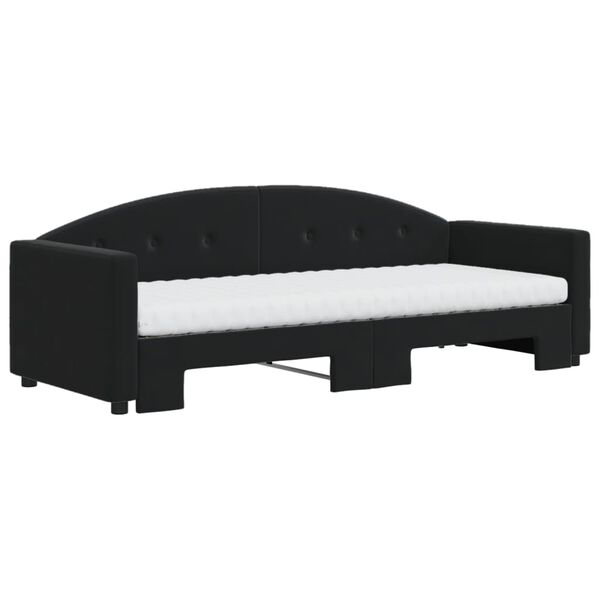 vidaXL Tagesbett Ausziehbar mit Matratzen Schwarz 80x200 cm Samt