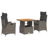 vidaXL 4-tlg. Garten-Essgruppe mit Kissen Grau Poly Rattan