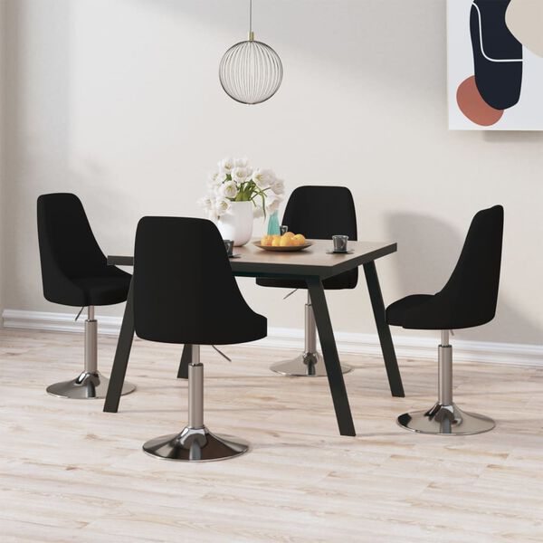 vidaXL Esszimmerst&uuml;hle 4 Stk. Drehbar Schwarz Stoff