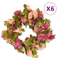 vidaXL Künstliche Blumengirlanden 6 Stk. Rosenrot 250 cm