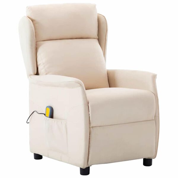 vidaXL Massagesessel mit Kissen Creme 93,5 x 67,5 x 101,5 cm Stoff