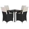vidaXL 5-tlg. Garten-Essgruppe mit Kissen Schwarz Poly Rattan
