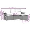 vidaXL 4-teiliges Gartensofa-Set mit Kissen, schwarzes Polyrattan