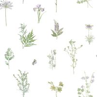 Noordwand Tapete Evergreen Herbs and Flowers Weiß