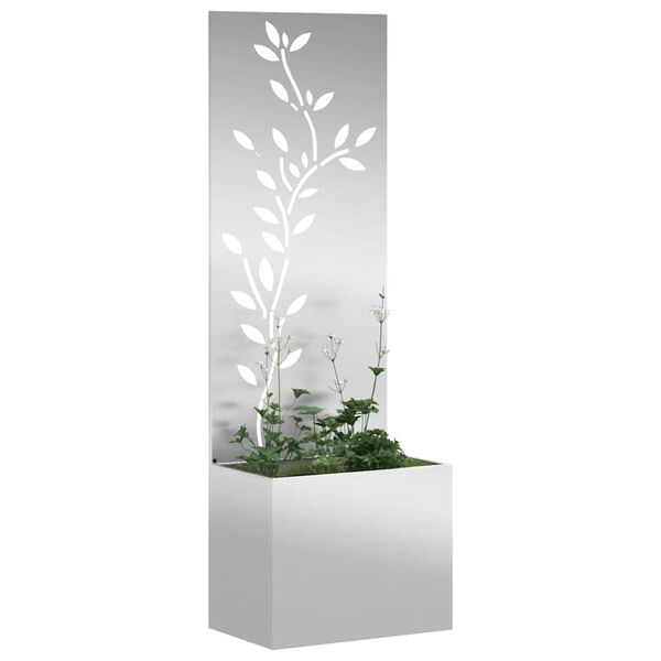 vidaXL Garten Sichtschutz-Leinwand Floral Silber 50 x 32 x 150 cm
