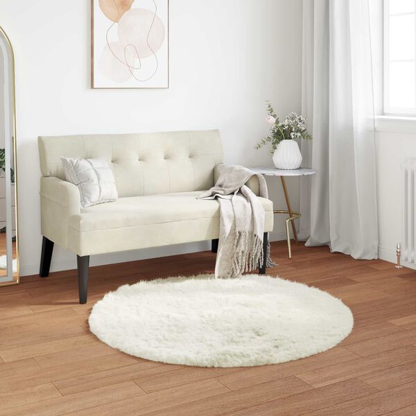 vidaXL Kunstschaffell Teppich Tafalla Wei&szlig; &Oslash; 80 cm Polyester