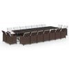 vidaXL 19-tlg. Garten-Essgruppe mit Kissen Poly Rattan Braun
