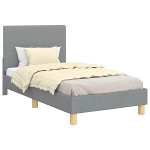 vidaXL Kinderbettgestell mit Kopfteil Hellgrau 80 x 160 cm Stoff