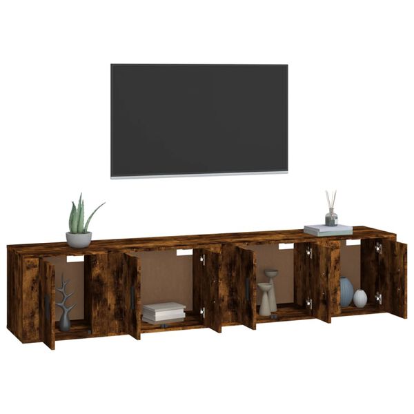 vidaXL 4-tlg. TV-Schrank-Set R&auml;uchereiche Holzwerkstoff