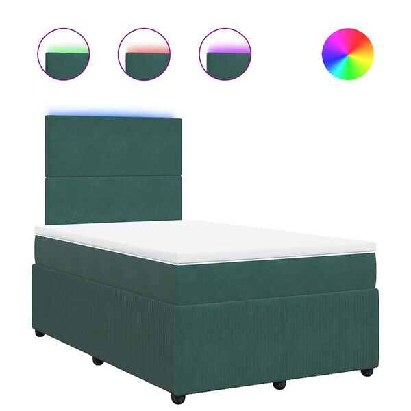 vidaXL Boxspringbett mit Matratze Dunkelgr&uuml;n 120x200 cm Samt