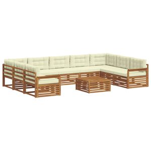 vidaXL Outdoor-Sofagarnitur 10 stk. Natur und Creme Massivholz Akazie