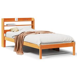 vidaXL Bettgestell mit Kopfteil ohne Matratze Wachsbraun 75x190 cm