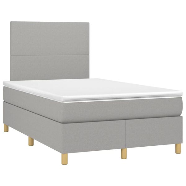 vidaXL Boxspringbett mit Matratze Hellgrau 120x190 cm Stoff