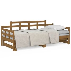 vidaXL Tagesbett Ausziehbar Honigbraun Massivholz Kiefer 2x(90x200) cm