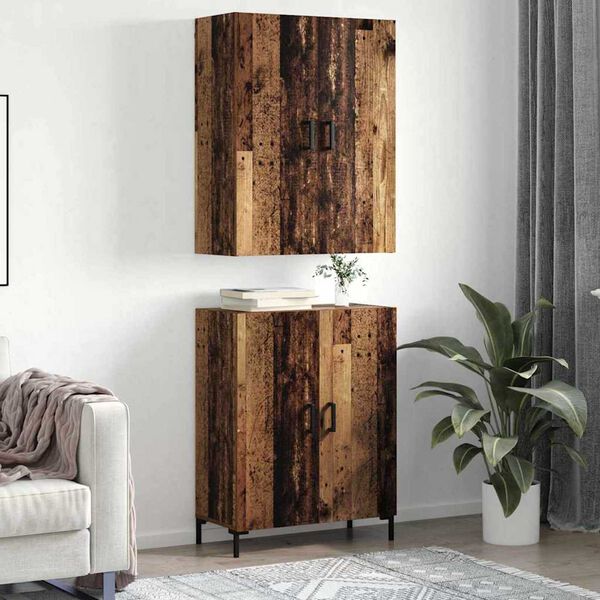 vidaXL Highboard Wandmontiert Altholz 69,5 x 34 x 180 cm Holzwerkstoff