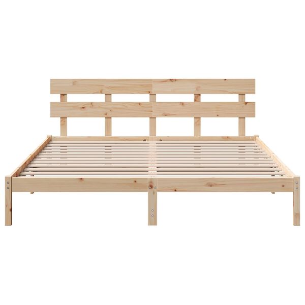 vidaXL Bettgestell mit Kopfteil Braun 200 x 200 cm Massivholz Kiefer
