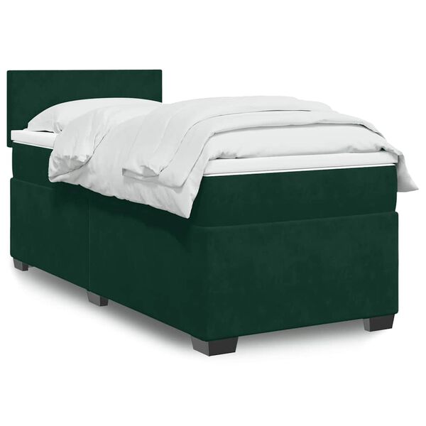 vidaXL Boxspringbett mit Matratze Dunkelgr&uuml;n 100x200 cm Samt