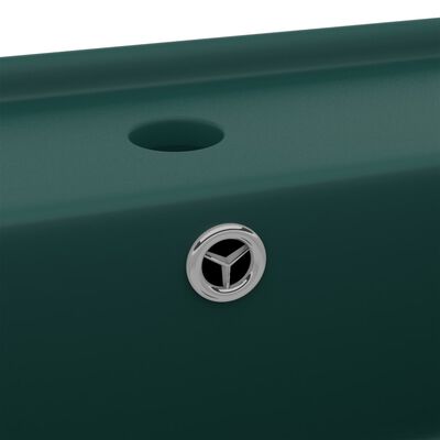 vidaXL Luxus-Waschbecken Überlauf Quadratisch Matt Dunkelgrün 41x41 cm