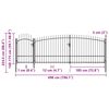 vidaXL Gartentor mit Speerspitzen 5x2,25 m Schwarz