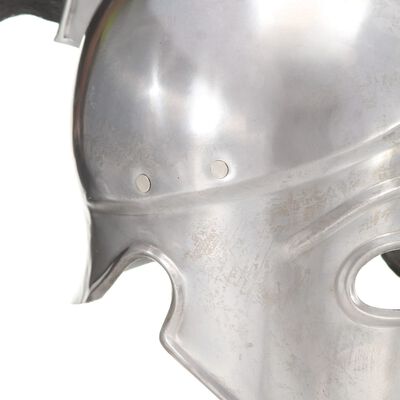 vidaXL Griechischer Krieger-Helm Antik Replik LARP Silbern Stahl
